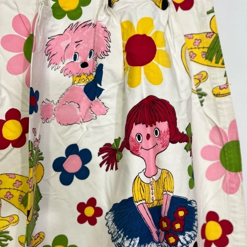 Vintage Flower Power 60s 70s Pippi Longstocking Pair Curtain Panels Sears